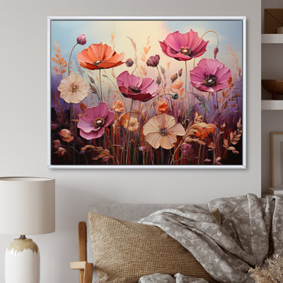 «Pink Crimson Flower Meadow Field» sur toile