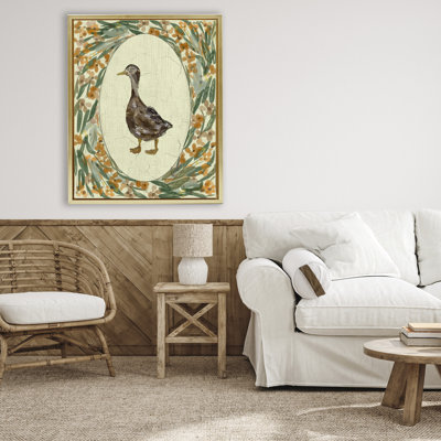 Traditional Floral Duck Portrait Floating Frame, design by Yen