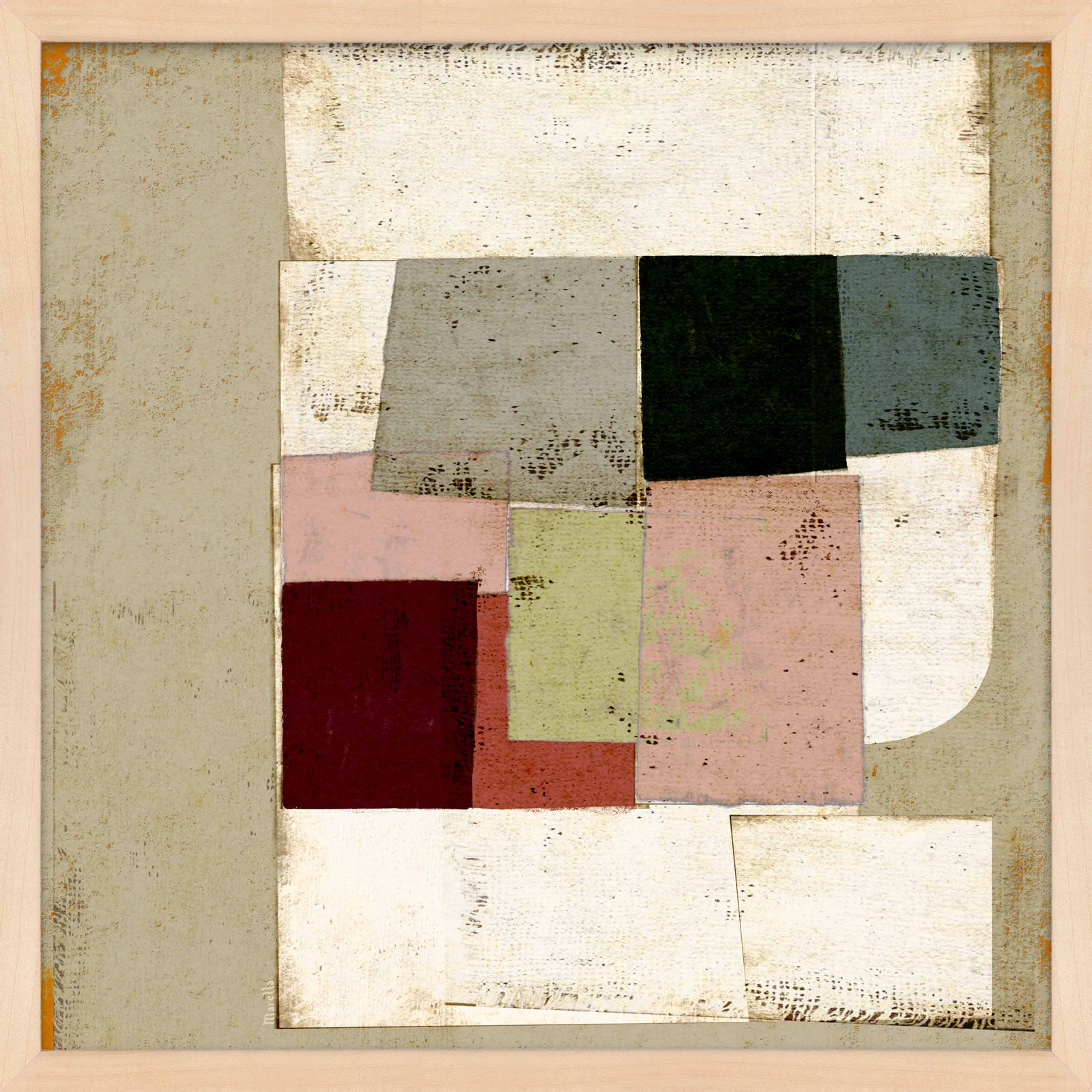 Patchwork 1 by Marco Marella for Studio M - Framed Wall Art, Paper, 16" H x 16" W, Maple