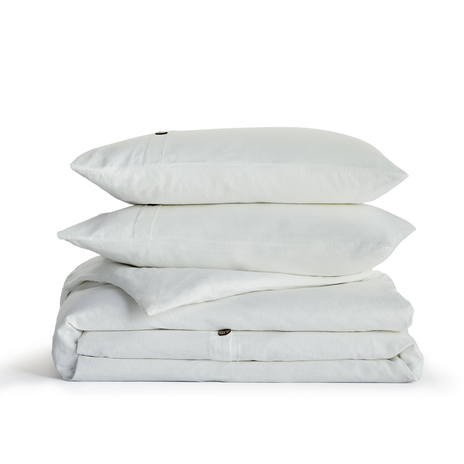 Linen Blend Duvet Cover Set, Queen Duvet Cover + 2 Shams, White