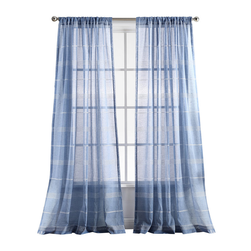 Paire de rideaux délicats avec passe-tringle, l 50" x L 84", Indigo