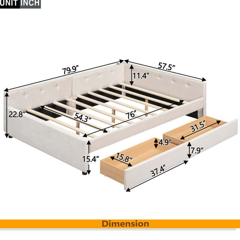 Upholstered Platform Bed, Full / Double
