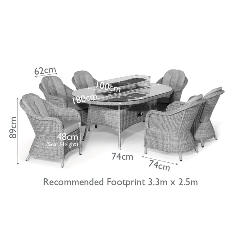 Balcom 8 Seat Oval Rattan Fire Pit Dining Set