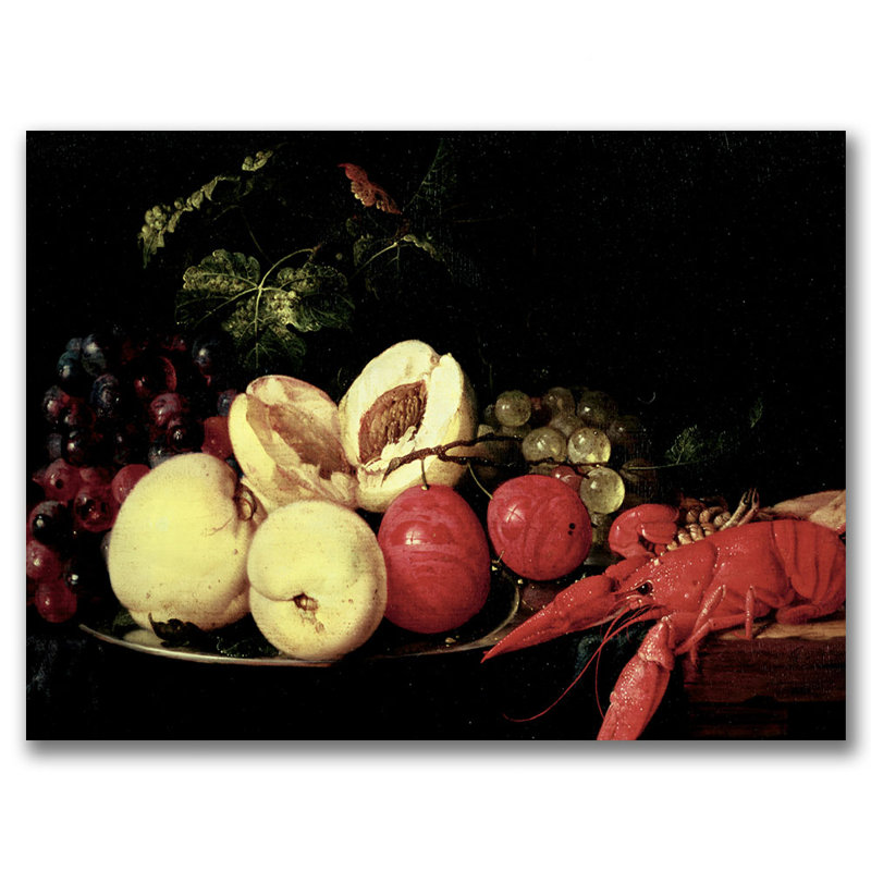 «Still Life of Fruit with a Lobster» par Jan David. de Heem, reproduction d'art sur toile tendue, H 16 po x l 24 po x P 2 po