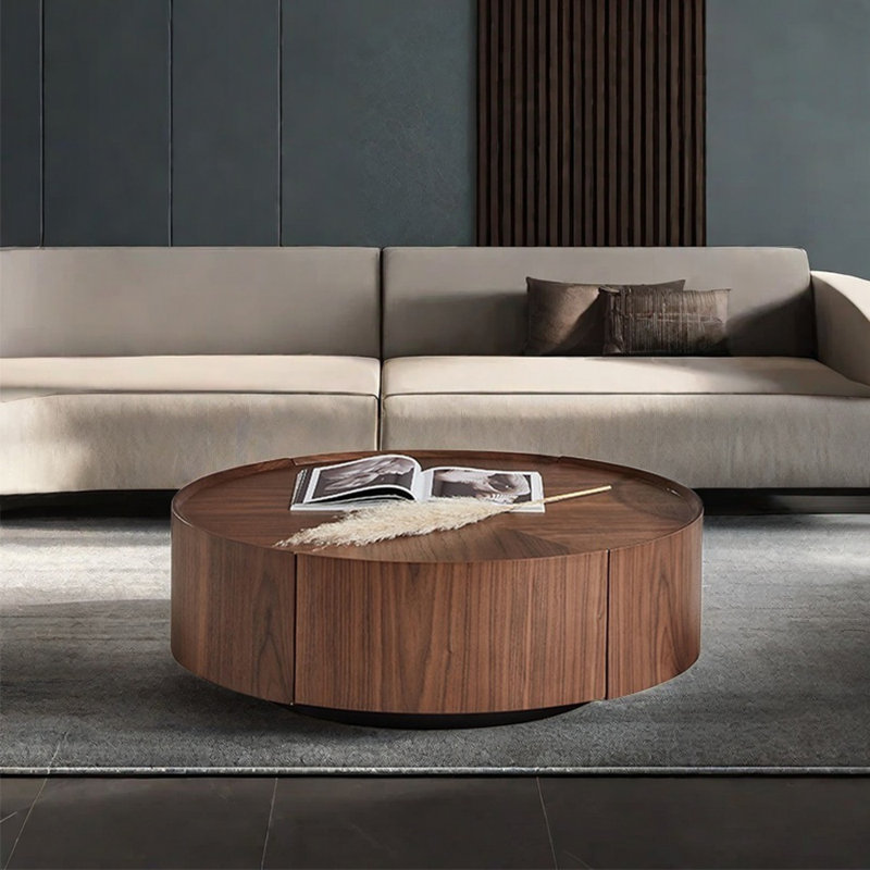 Retro style simple home coffee table, 12.6" H x 35.4" L x 35.4" W