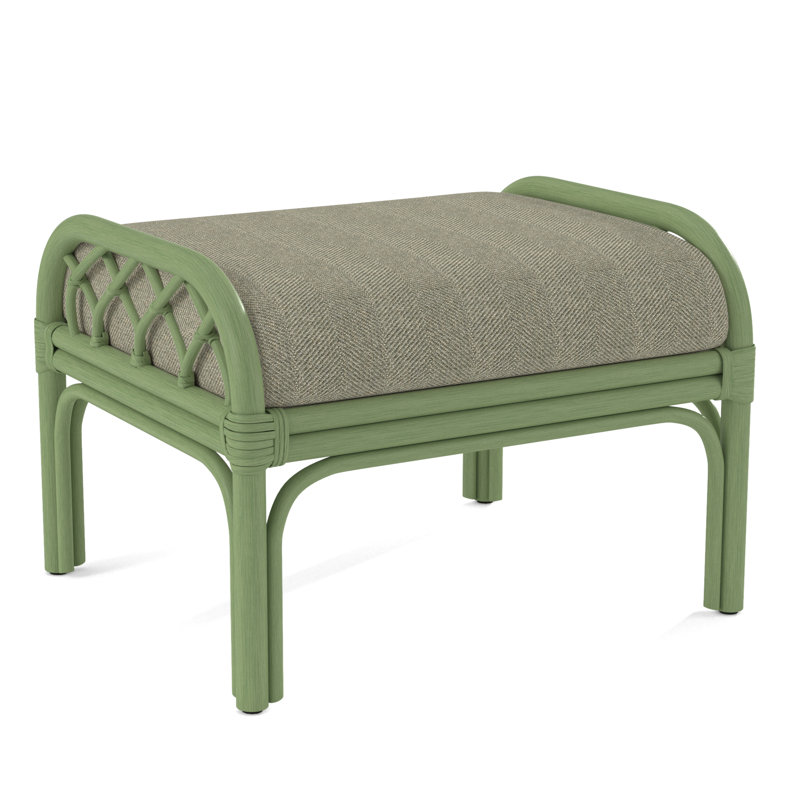 Edgewater Ottoman, Celery, White Performance Fabric; 0851-94
