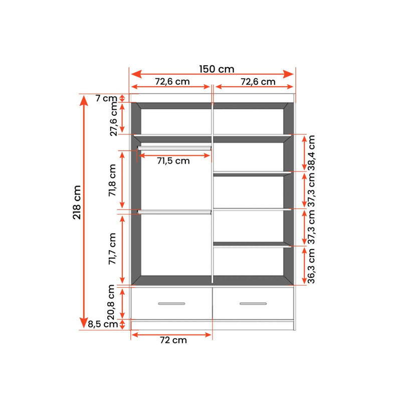 Charlesa Manufactured Wood Wardrobe, Grey
