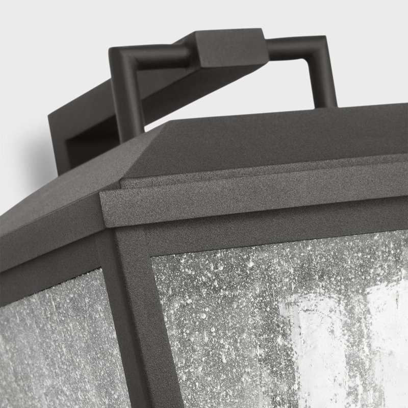 Kennewick Outdoor Fixture With Clear Seeded Shade, 13.75" H x 9" W x 10.375" D, 2 Lights, Textured Black
