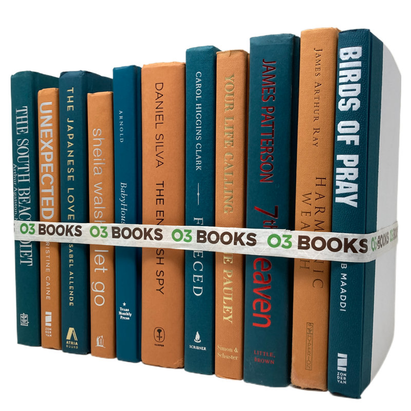 Livres décoratifs corail ensoleillé orange et bleu sarcelle