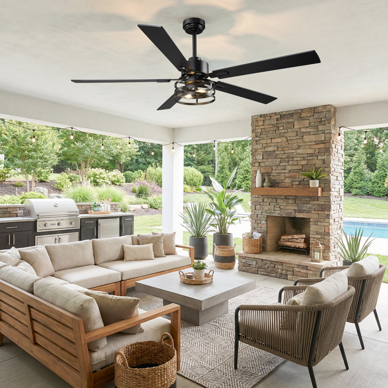 Vaczon 60" Smart Ceiling Fan with Light Kit and Remote Control, 6 Speeds Reversible DC Motor, Double-Sided Wood, Timer, 6''/10'' Downrods, for Indoor/Covered Outdoor Use