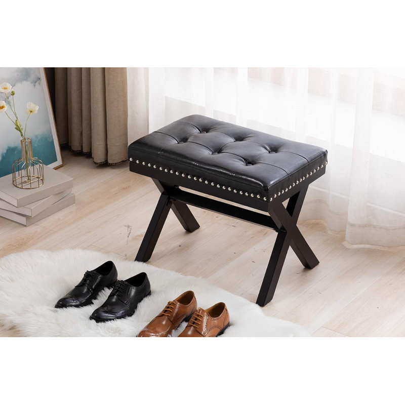 Leeannah Upholstered Ottoman, Black