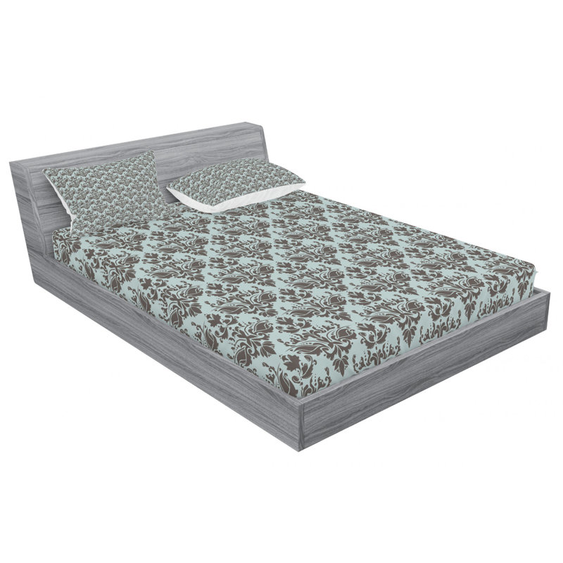 Microfiber Damask Sheet Set, Full Sheet Set with Fitted Sheet