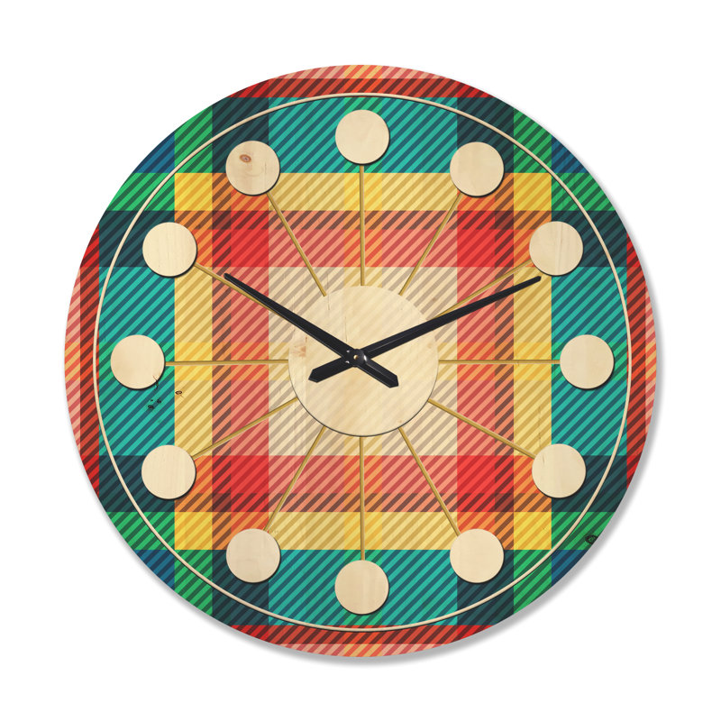 Horloge murale en bois à texture géométrique III, Très grand