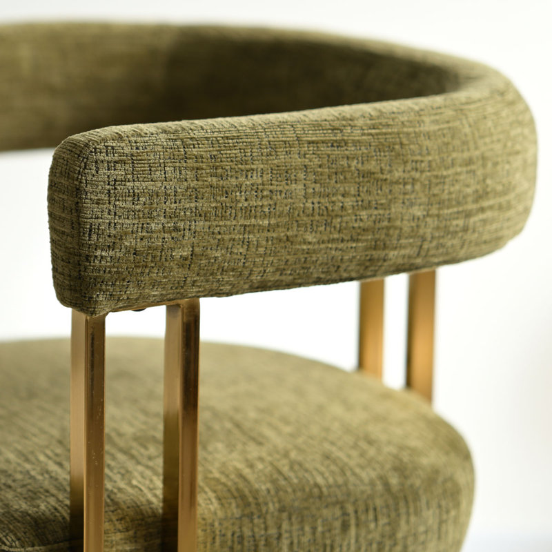 Ensemble de 8 fauteuils de salle à manger rembourrés en chenille de 18 po de hauteur (ensemble de 8), Green