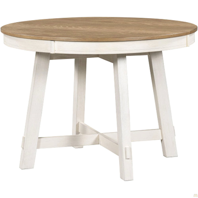 Round Extendable Dining Table with 16" Leaf Wood Kitchen Table