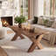 Table basse 47 "rectangulaire en bois massif avec pieds en forme de X pour le salon
