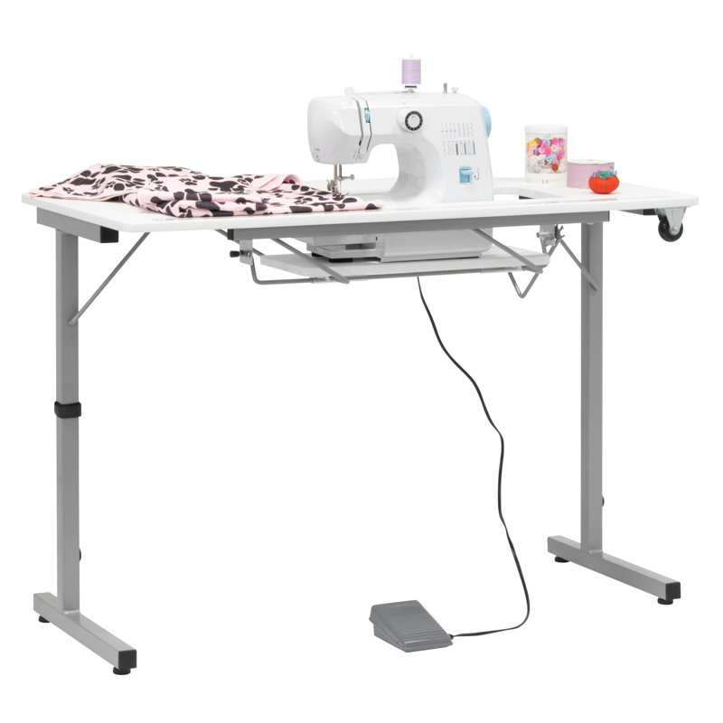 Rollaway 40.25" x 20" Foldable Sewing Table with Sewing Machine Platform and Wheels