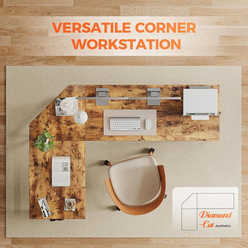 Bureau de jeu en L, bureau d'ordinateur en coin avec support pour unité centrale, grand poste de travail d'écriture et de jeu robuste pour le bureau à domicile