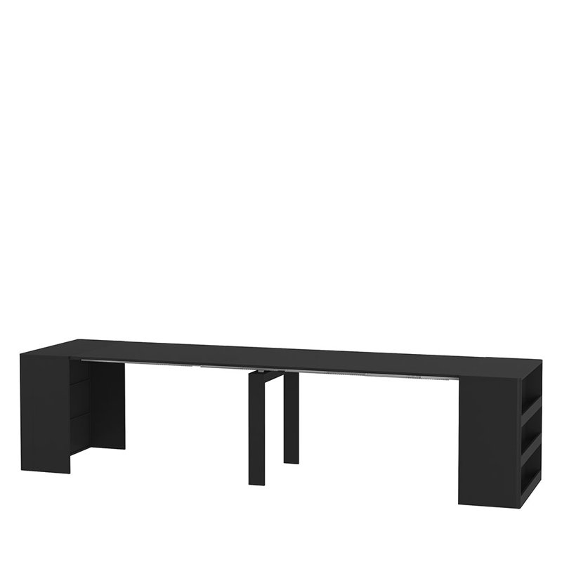 Table de salle à manger extensible pliable pour 1 à 10 personnes, console multifonctionnelle en bois extensible, Noir