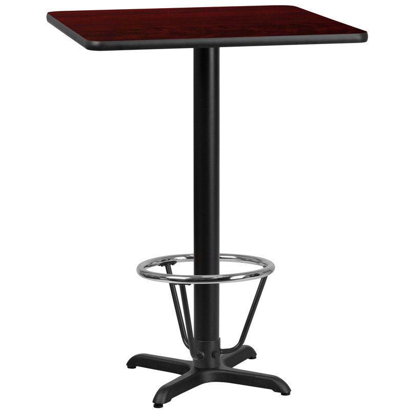 Basler 24'' Square Laminate Table Top with 22'' x 22'' Bar Height Table Base, 43.125" H x 24" W x 24" D, Mahogany