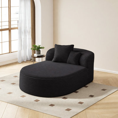 Modern Chaise Lounge Sofa Boneless Couch 51.6" Sofa Bed Compression Sofa Couch With Two Supportive Pillows For Living Room, Black