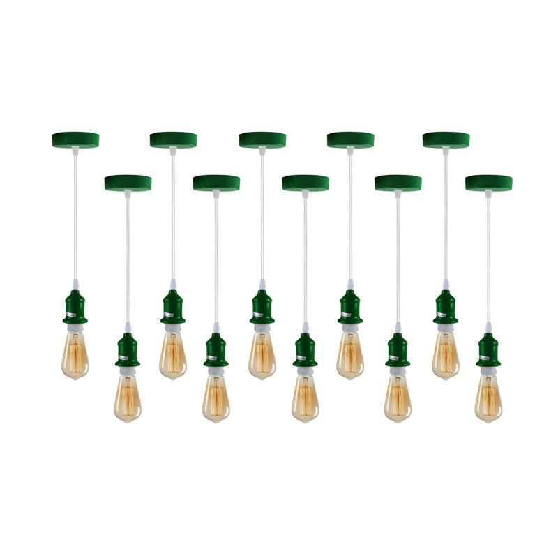 Adji 10-Pack Industrial Pendant Light Fittings with Adjustable PVC Cables - E27 Ceiling Lamp Holders for Stylish Home Lighting