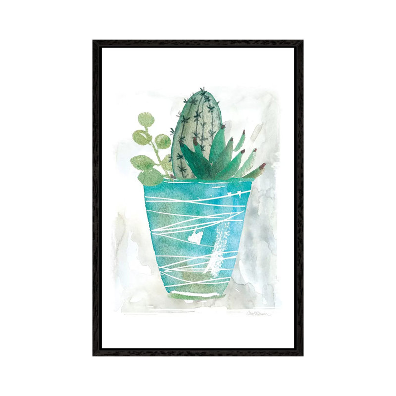 Summer Cactus by Carol Robinson - Painting on Canvas, 66.04 cm H x 45.72 cm W, Black Framed
