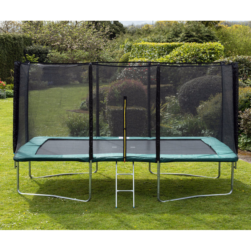 Freeport Park 427cm ft x 274cm ft Rectangle Backyard Trampoline with Safety Enclosure, Green