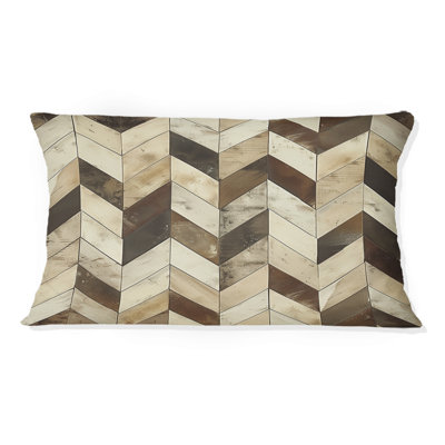 Brown Beige Herringbone Tiles II - Modern Lumbar Pillow