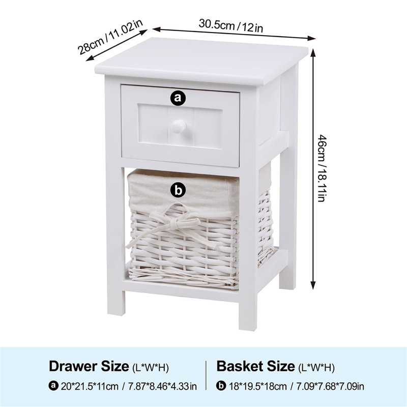 Jasso 30.5cm W Manufactured Wood Bedside Table