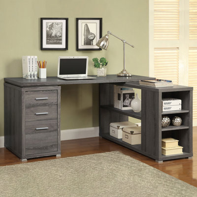 Tona Weathered 3-Drawer L-shape Desk