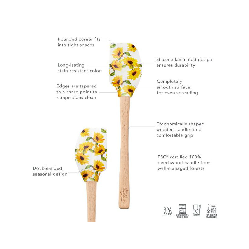 Spatulart Sunflower Field Wood Handled Spatula