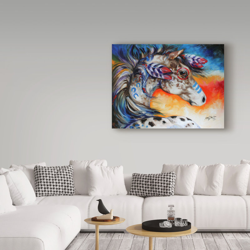Duniya «Appaloosa Indian War Horse», reproduction de peinture acrylique sur toile tendue, H 24 po x l 32 po x P 2 po
