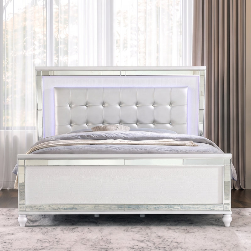 Lit tapissier standard Denard, Blanc, Très grand
