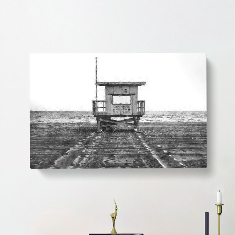 Lifeguard Station Upon The Beach - Wrapped Canvas, 30cm H x 45cm W x 4cm D
