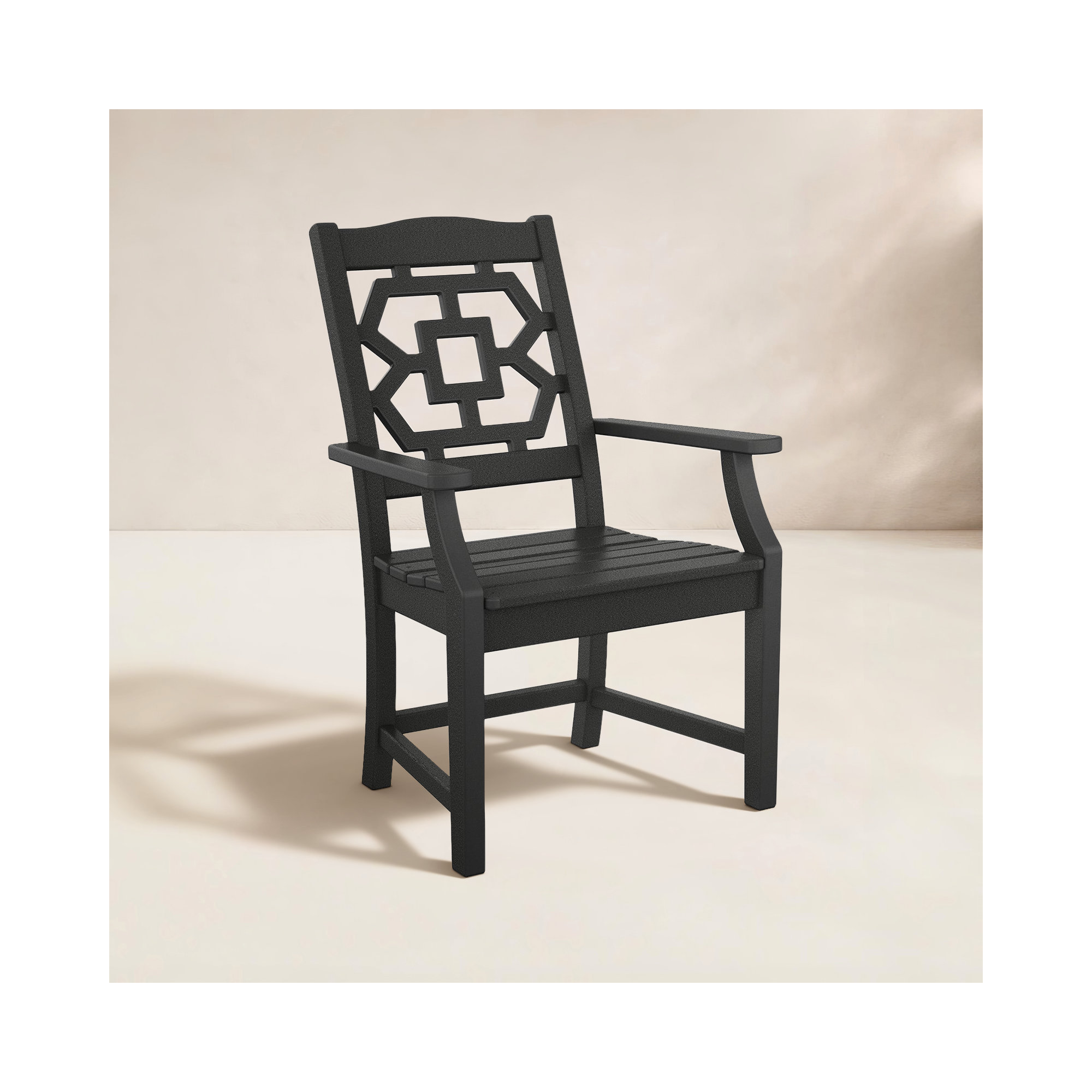 Chinoiserie Outdoor Dining Armchair, Black