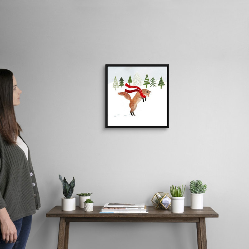 «Woodland Christmas III» par Victoria Borges - reproduction d'art sur toile, H 18 po x l 18 po x P 1,75 po, Cadre noir