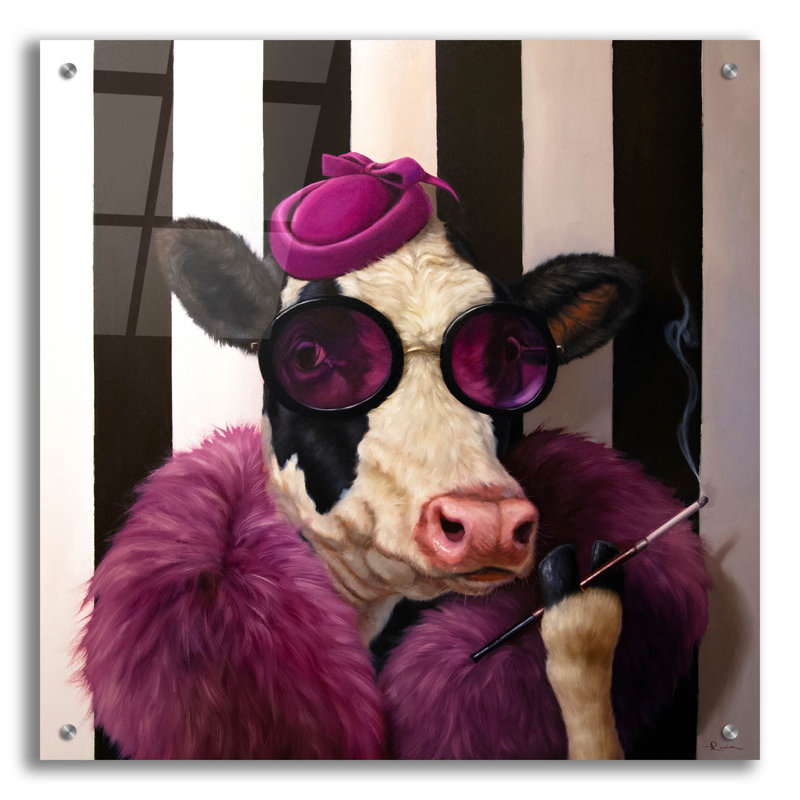  «Lady Moo Moo» par Lucia Heffernan, art mural en verre acrylique, 24 po x 24 po, H 24 po x l 24 po