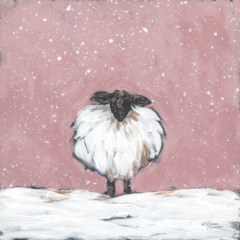 Moutons d'hiver, Non, H 12 po x l 12 po, Toile avec cadre flottant noir