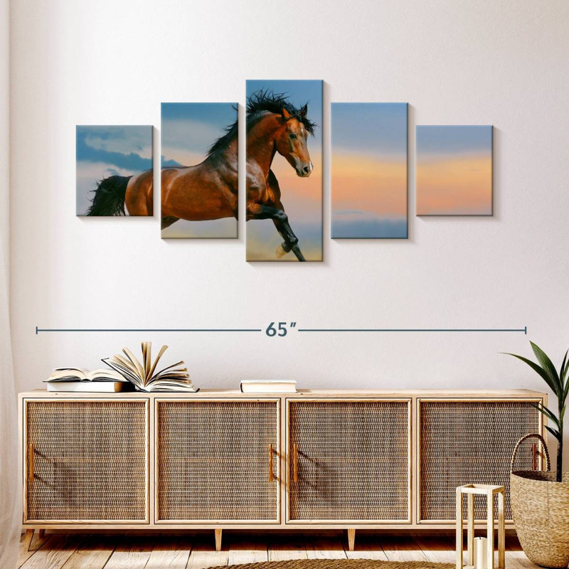 Galloping Brown Horse, 24" H x 55" W