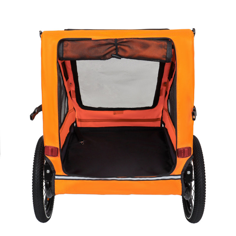 Chariot pour chien avec bicyclette, cadre de chariot pliant facile, Orange