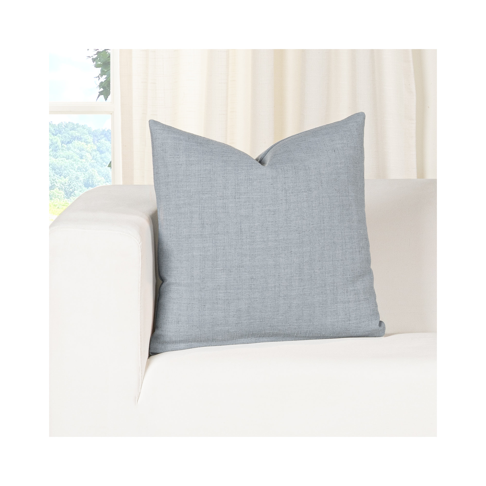 Indy Faux Linen Accent Pillow, Blue, Polyester, Square 20"