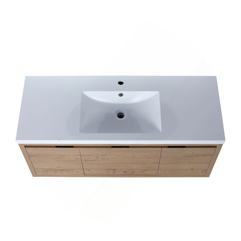 Meuble-lavabo moderne avec rangement supérieur et design élégant pour une fonctionnalité optimale, Chêne