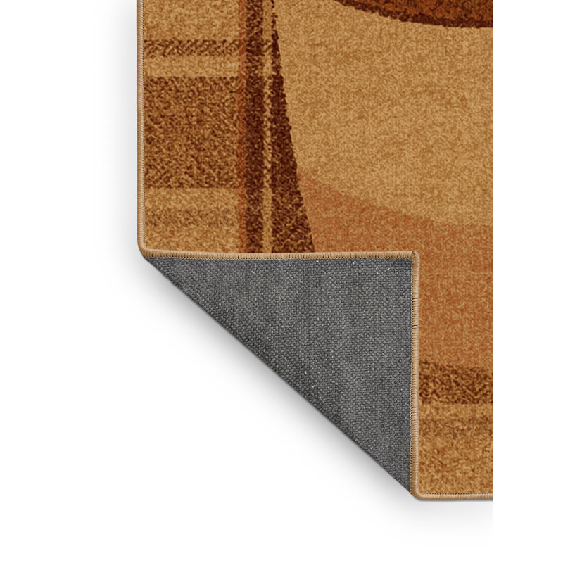 Soft Plush Farner Thanksgiving Modern & Contemporary Abstract Area Rug in Brown – LightBrown Binding, 3x5