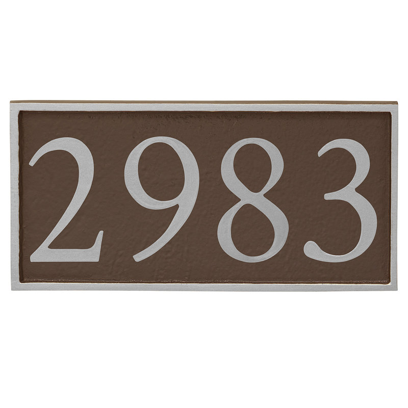 Serif 1-Line Wall Address Plaque, Silver, Copper, Yes