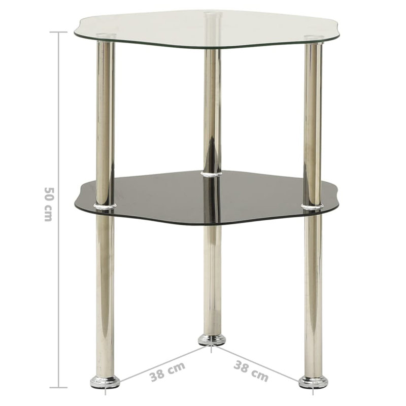 Pennside Glass End Table with Storage, Black