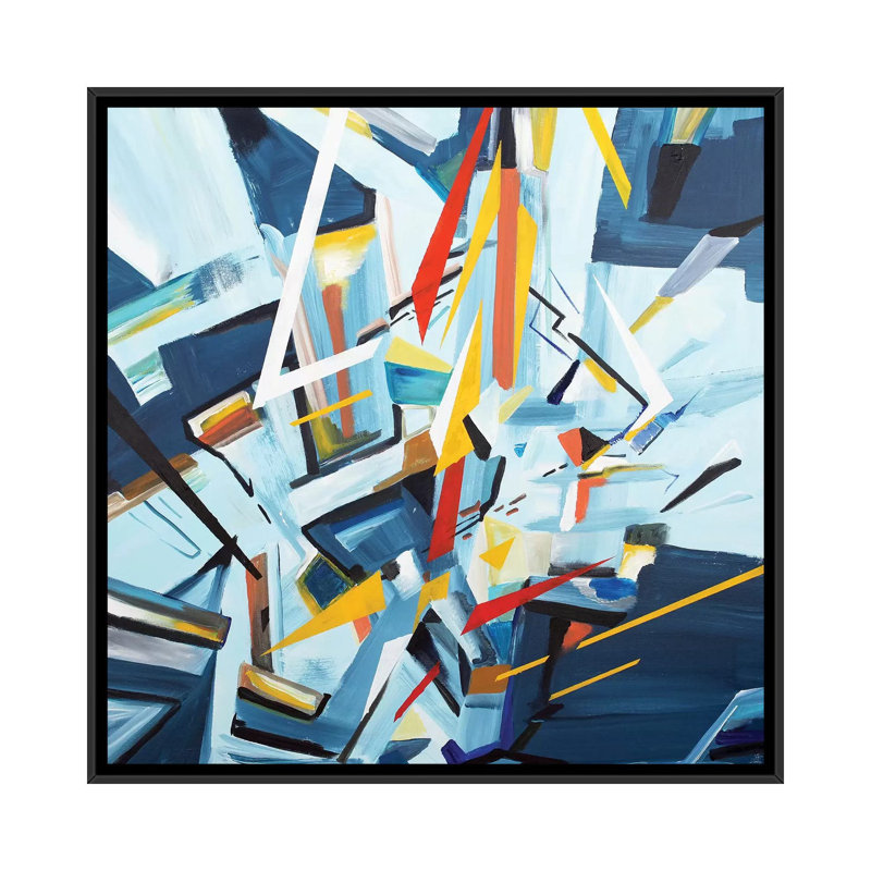 « édifices », impression sur toile, H 37 po x l 37 po x P 1,5 po, Toile avec cadre flottant noir, Pas de tapis