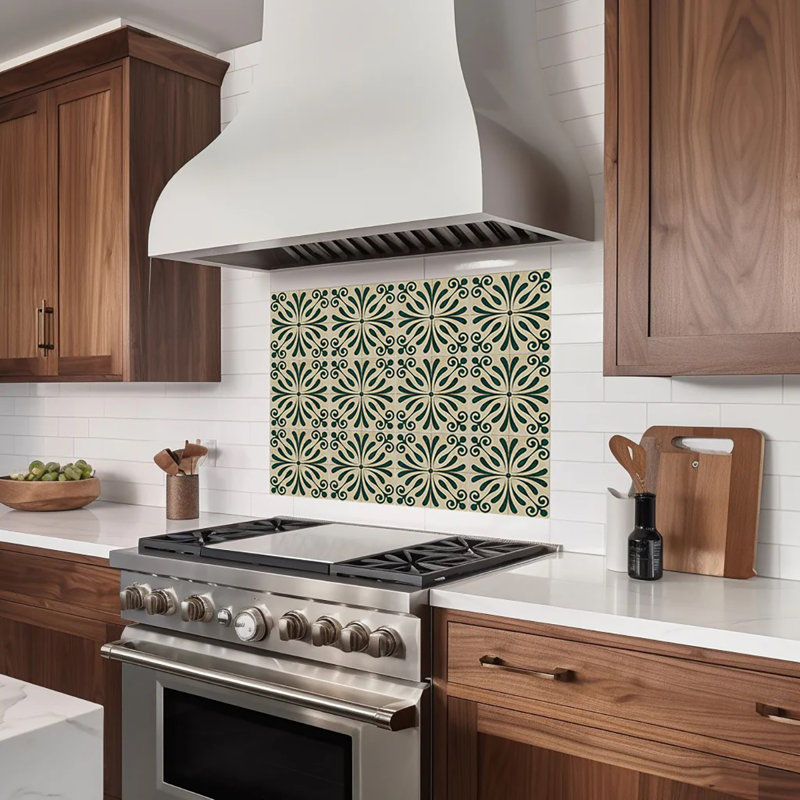 6x6-inch Dark Green and Beige Vinyl Peel and Stick Tile Set