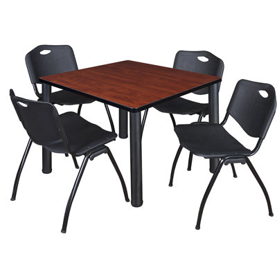 Kee Square Breakroom Table Top, 4 M Stack Chairs by Inbox Zero