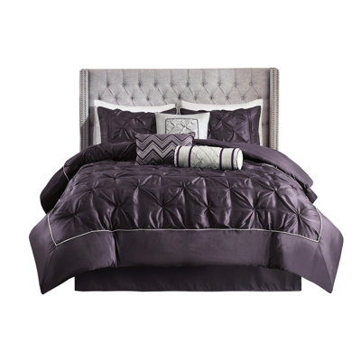 7 Piece Plum Comforter - Full Bedding Decor Gorgeous Bedroom Enchantment